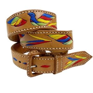 Vintage Native Guatemala Handcrafted Leather Belt
